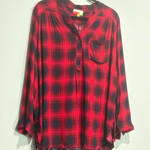 2x Red Buffalo Plaid Tunic Fervour Modcloth - Picture 1 of 4
